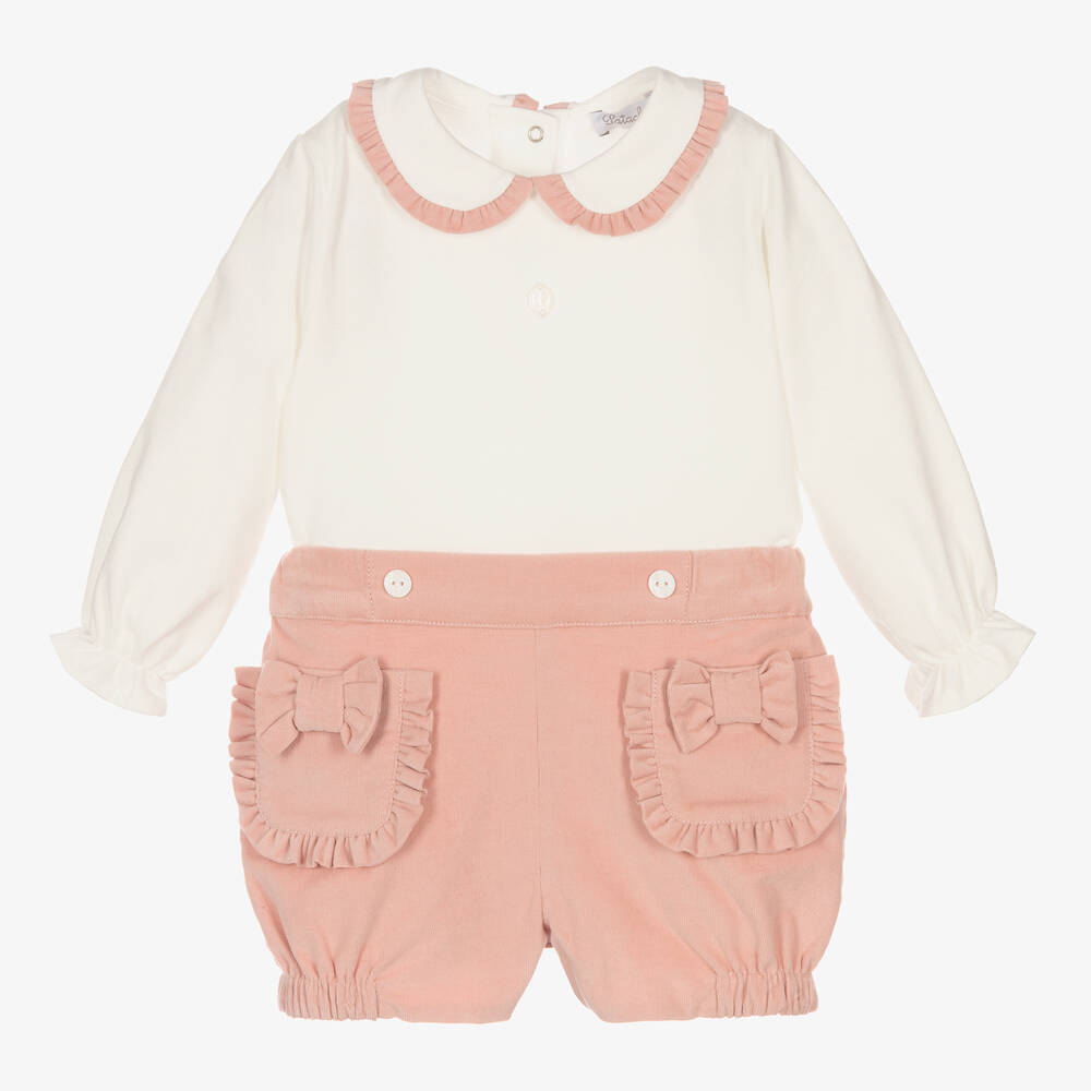 Patachou-Белый топ и розовые шорты для девочек | Childrensalon Outlet