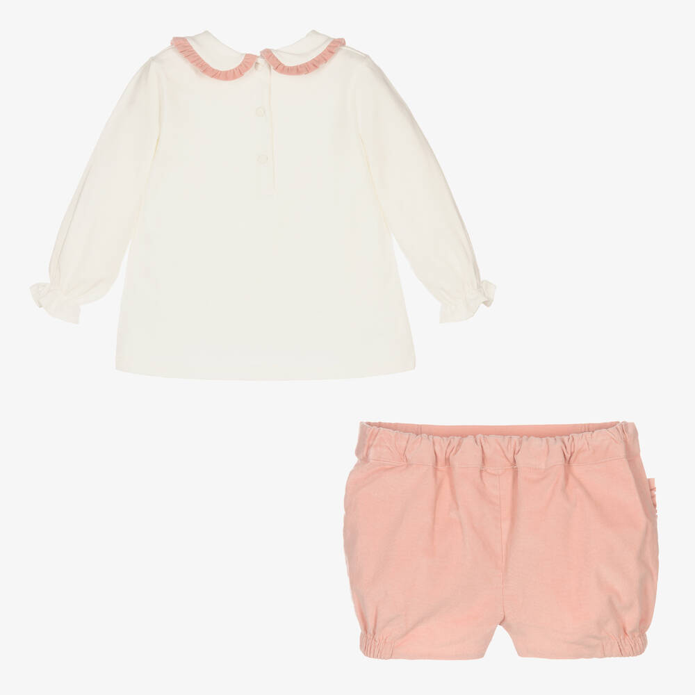 Patachou-Girls Pink & White Shorts Set | Childrensalon Outlet