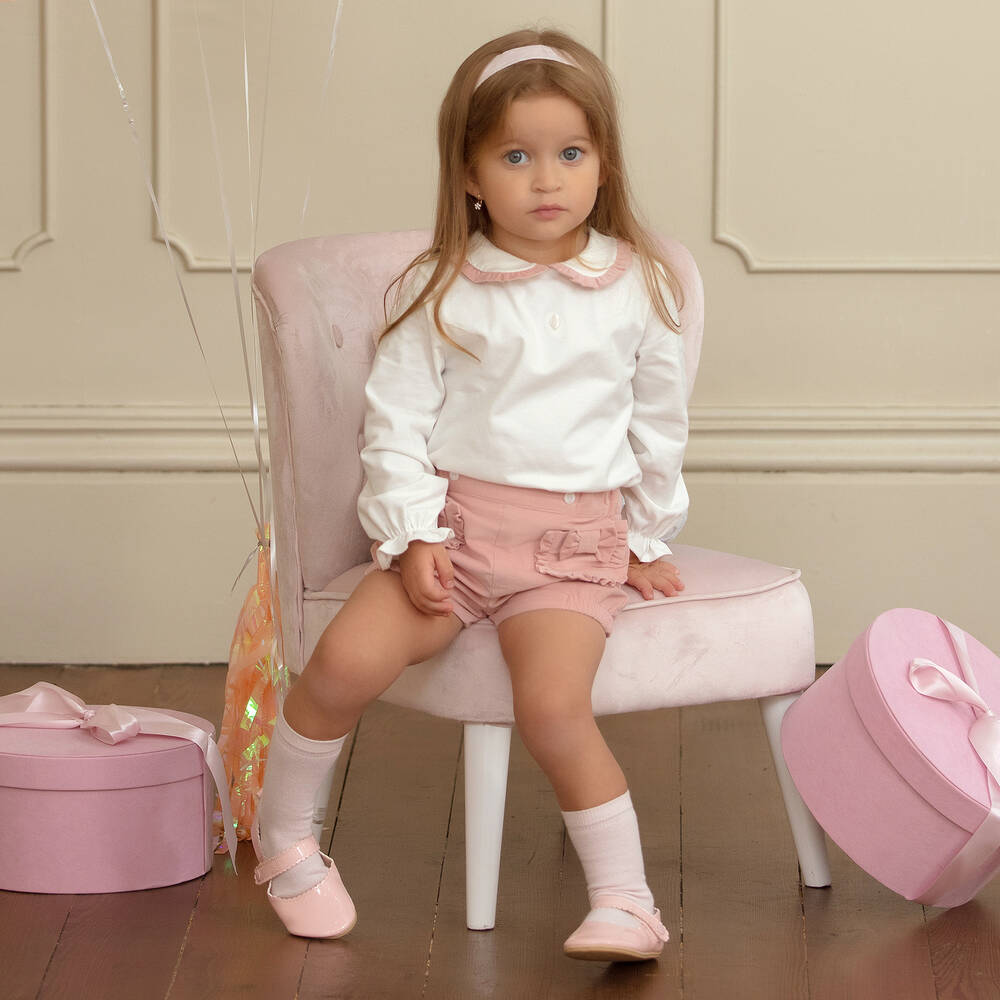 Patachou-Girls Pink & White Shorts Set | Childrensalon Outlet