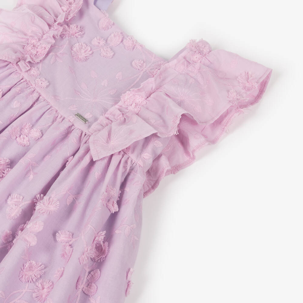 Patachou-Girls Purple Blossom Embroidered Dress | Childrensalon Outlet