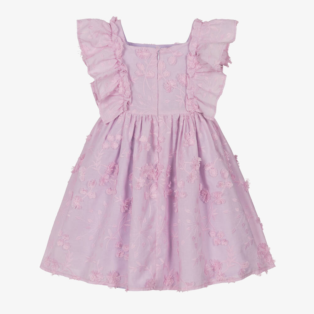 Patachou-Girls Purple Blossom Embroidered Dress | Childrensalon Outlet
