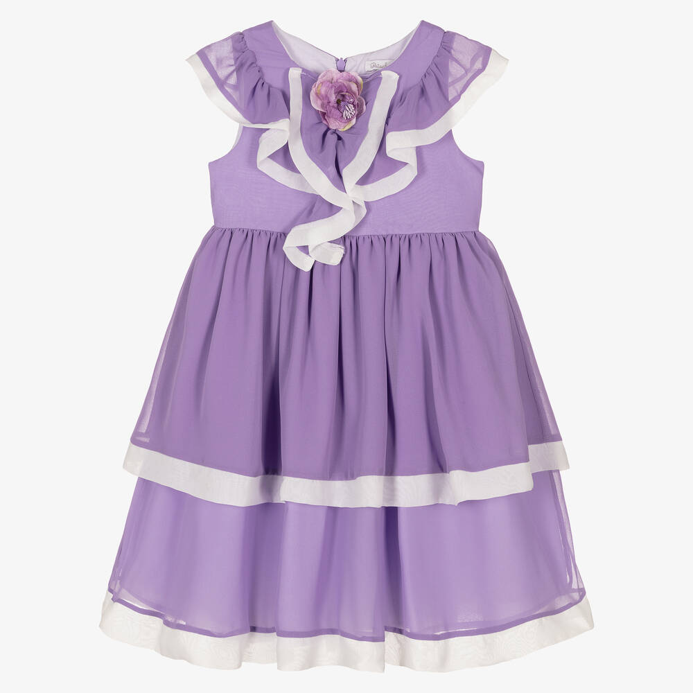 Patachou-Girls Purple Chiffon Dress | Childrensalon Outlet