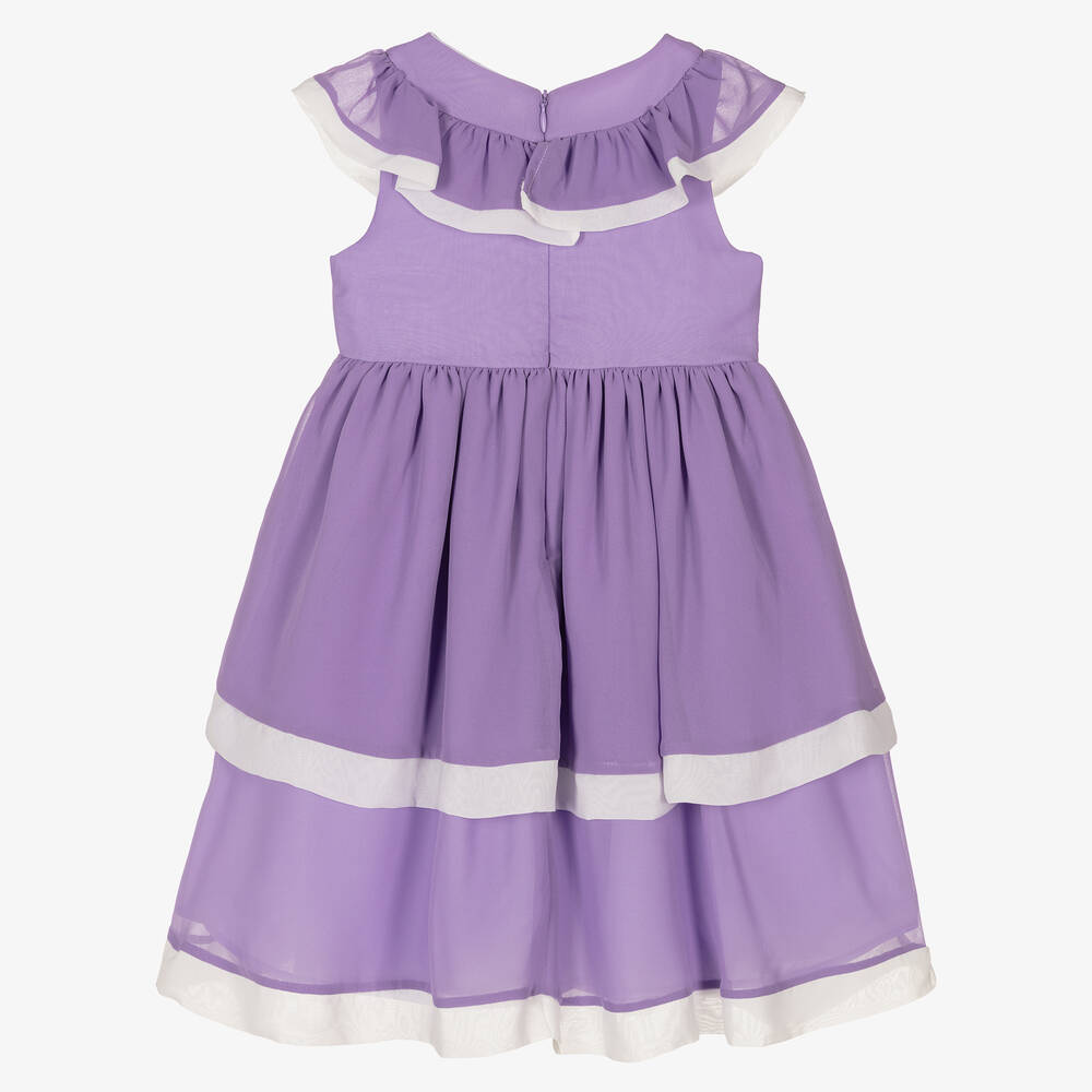 Patachou-Girls Purple Chiffon Dress | Childrensalon Outlet