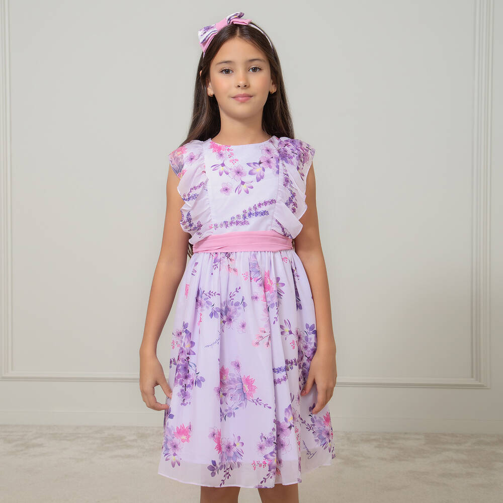 Patachou-Фиолетовое шифоновое платье с цветами | Childrensalon Outlet