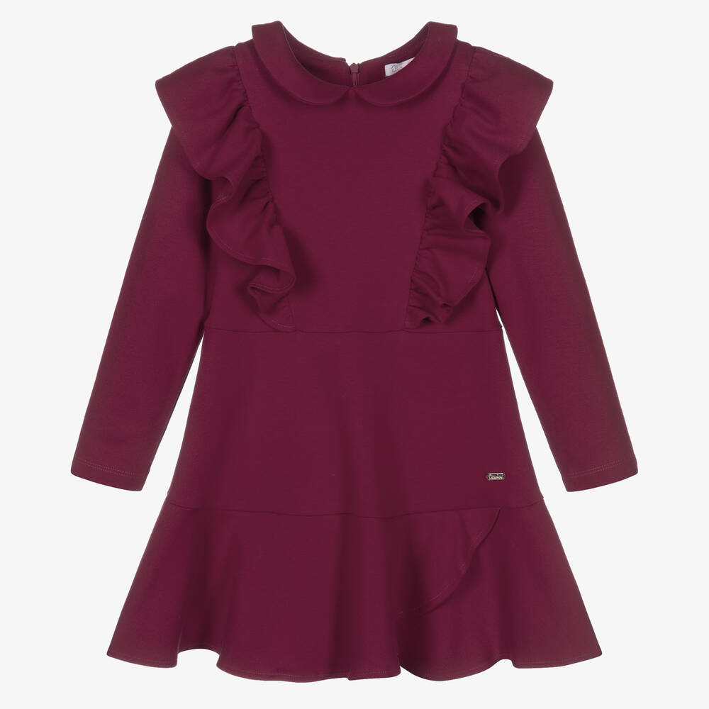 Patachou - Girls Purple Cotton Dress | Childrensalon