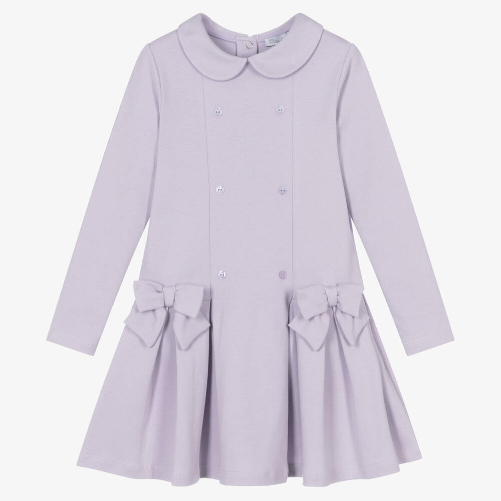 Patachou - Girls Purple Cotton Jersey Dress | Childrensalon