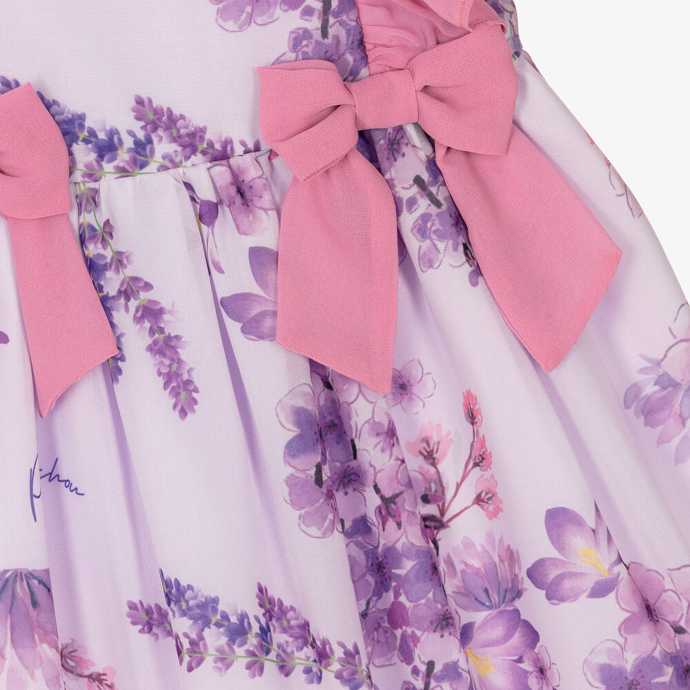Patachou-Girls Purple Floral Chiffon Dress | Childrensalon Outlet