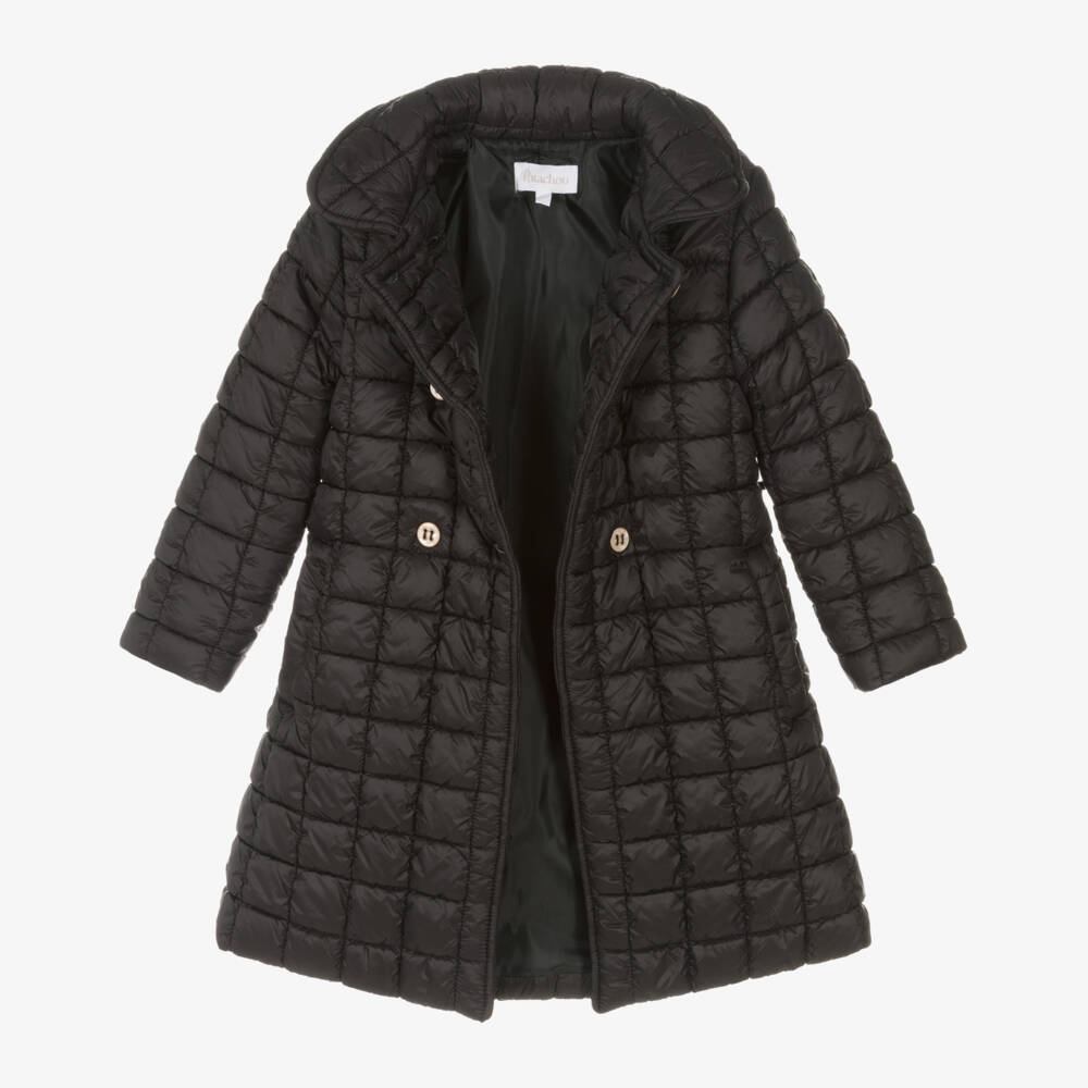 Patachou-Girls Quilted Black Overcoat | Childrensalon Outlet