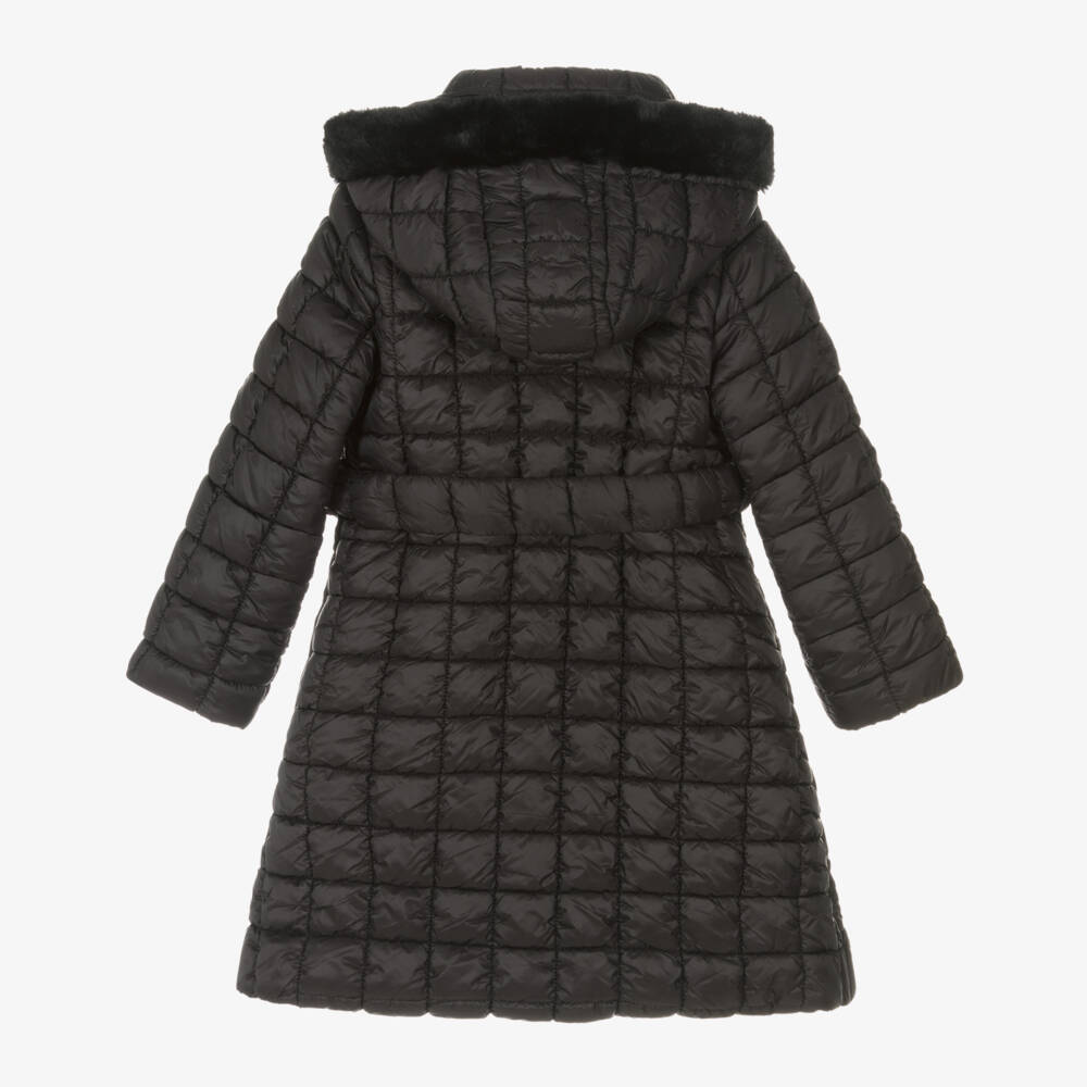 Patachou-Girls Quilted Black Overcoat | Childrensalon Outlet