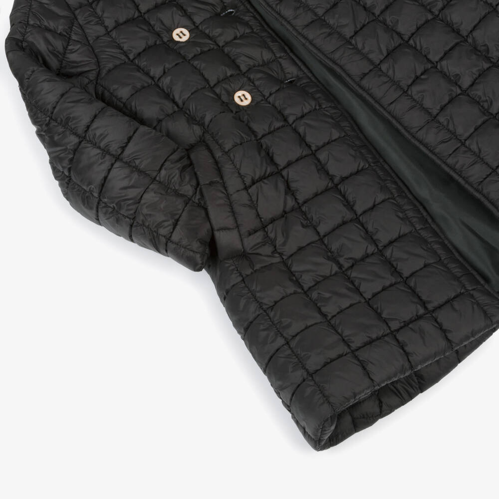 Patachou-Girls Quilted Black Overcoat | Childrensalon Outlet