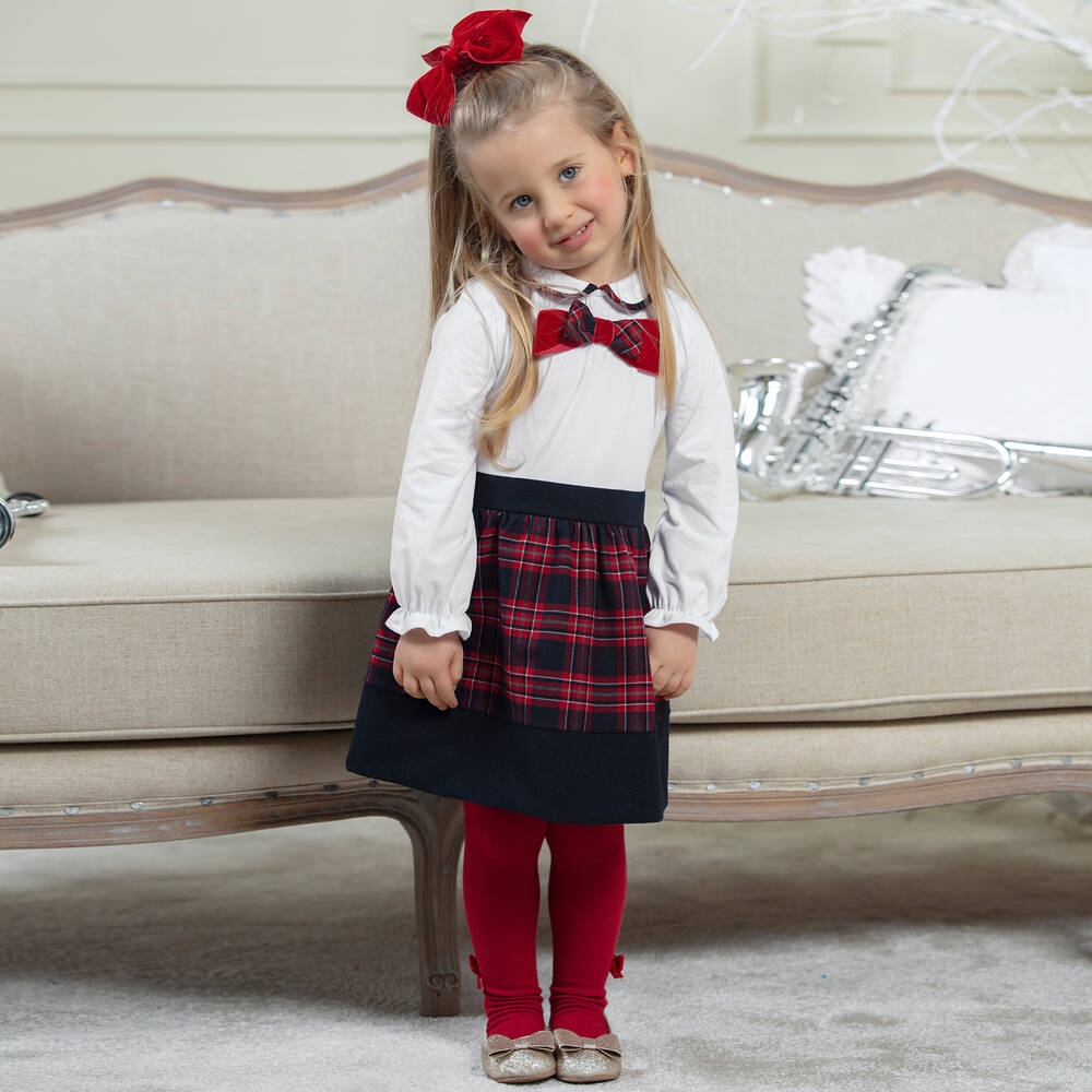 Patachou Girls Red Blue Tartan Dress Childrensalon Outlet