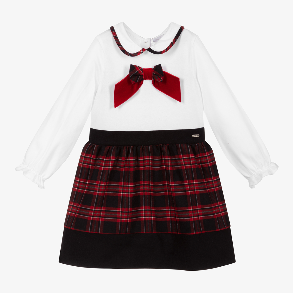 Patachou - Girls Red & Blue Tartan Dress | Childrensalon