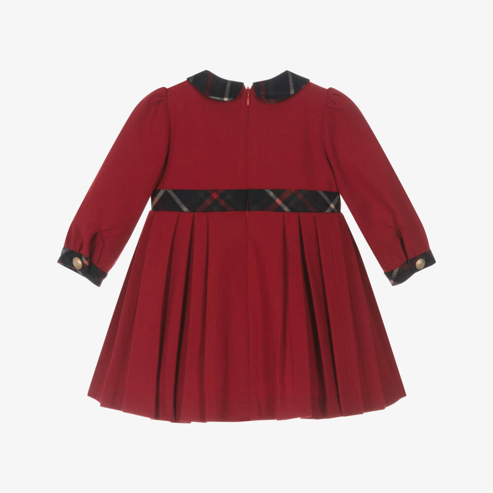 Patachou-Girls Red & Blue Tartan Trim Twill Dress | Childrensalon Outlet