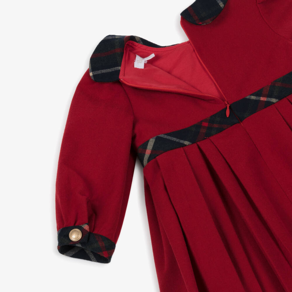 Patachou-Girls Red & Blue Tartan Trim Twill Dress | Childrensalon Outlet