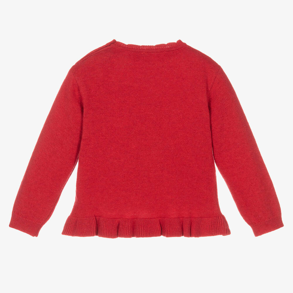 Patachou-بلوفر صوف وفيسكوز محبوك لون أحمر للبنات | Childrensalon Outlet