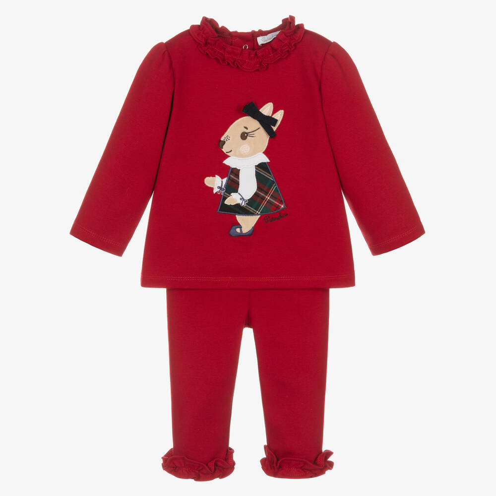 Patachou - Girls Red Bunny Trouser Set | Childrensalon