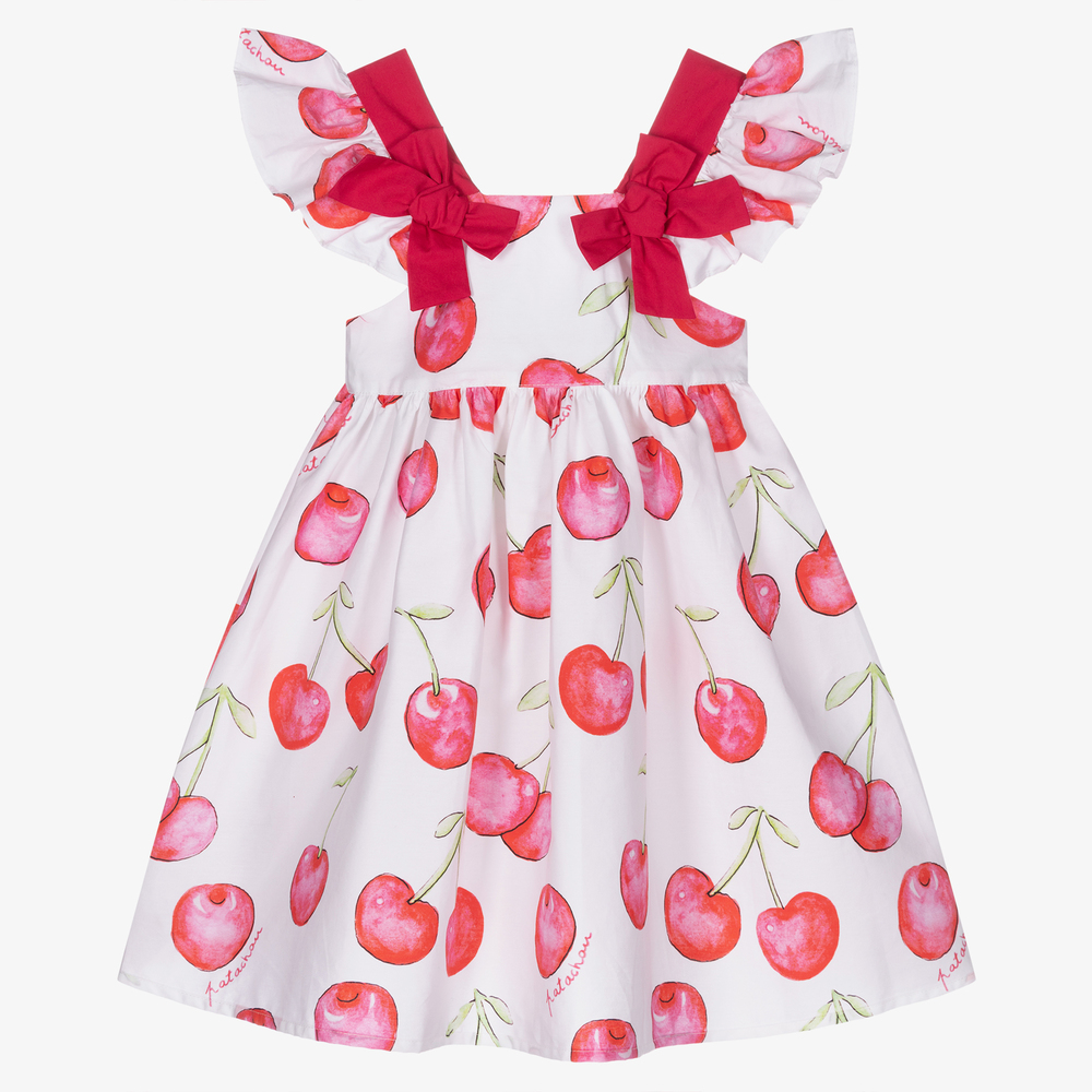 Patachou - Girls Red Cherry Cotton Dress | Childrensalon