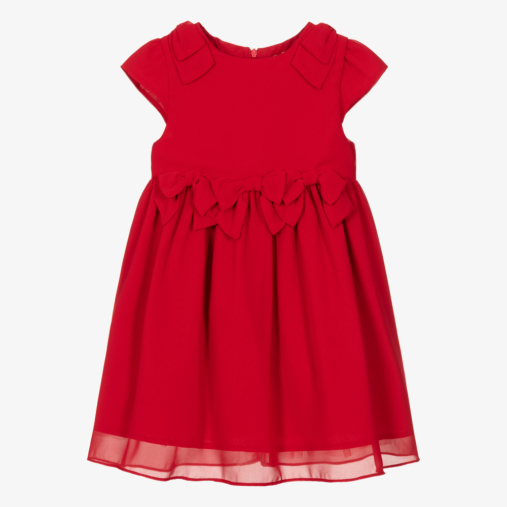 Patachou - Girls Red Chiffon Dress | Childrensalon