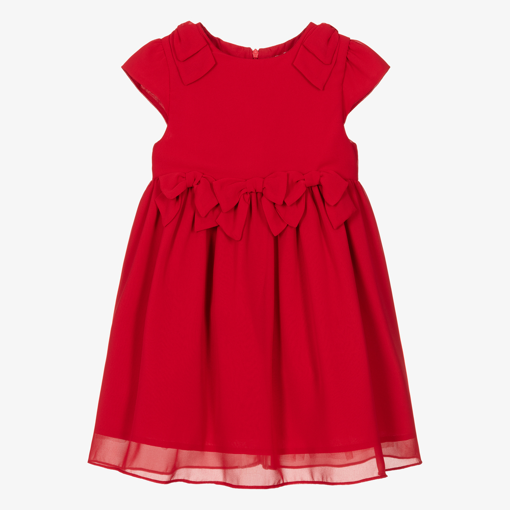 Patachou-Girls Red Chiffon Dress | Childrensalon Outlet
