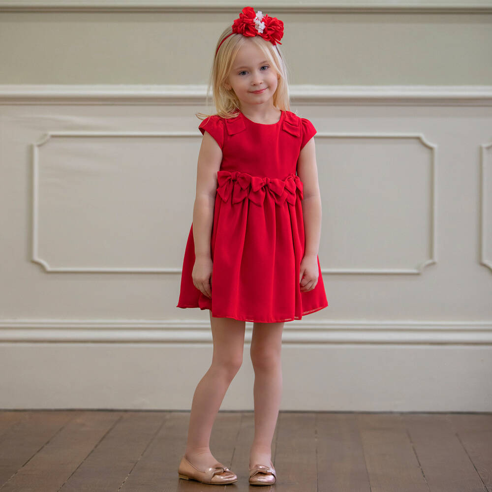 Patachou-Красное платье из шифона для девочек | Childrensalon Outlet