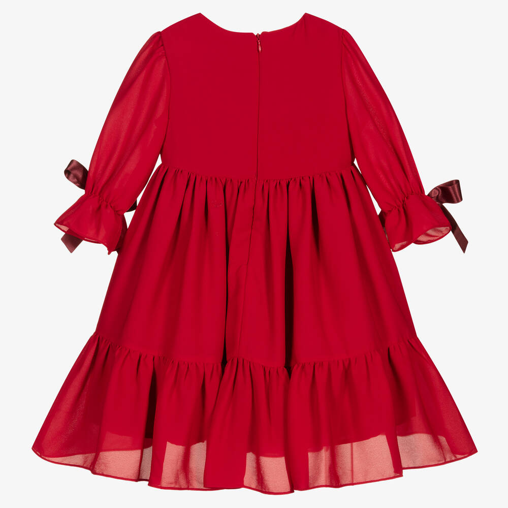 Patachou-Girls Red Chiffon Dress | Childrensalon Outlet