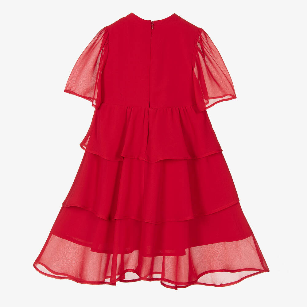 Patachou-Girls Red Chiffon Dress | Childrensalon Outlet