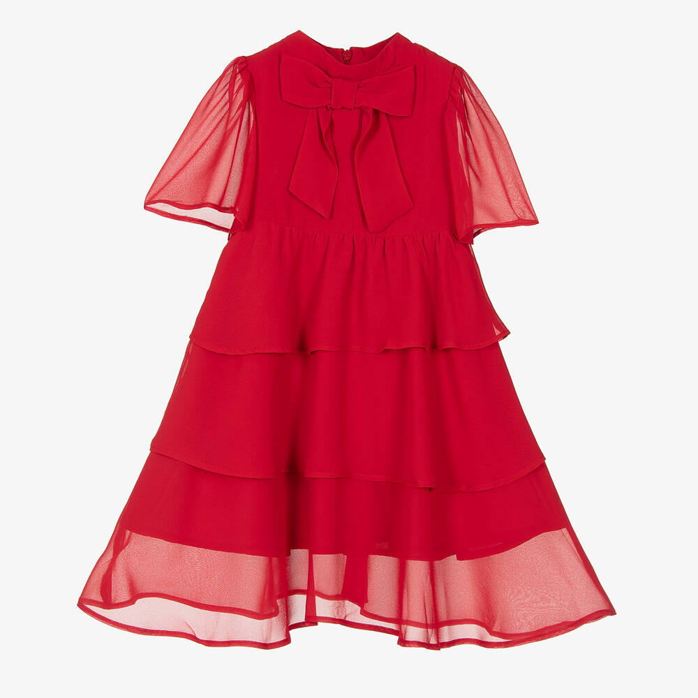 Patachou - Girls Red Chiffon Dress | Childrensalon