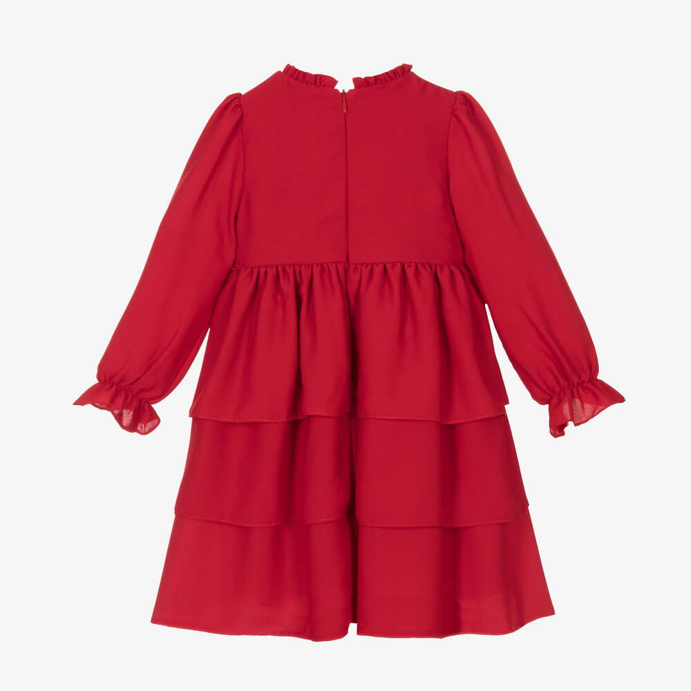 Patachou-Girls Red Chiffon Dress | Childrensalon Outlet