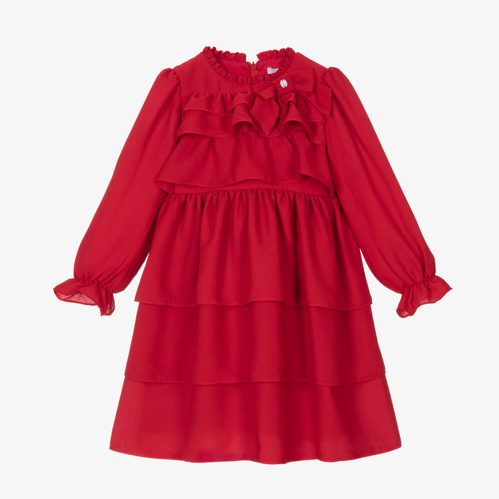 Patachou - Girls Red Chiffon Dress | Childrensalon