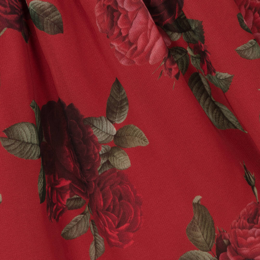 Patachou-Girls Red Chiffon Rose Dress  | Childrensalon Outlet