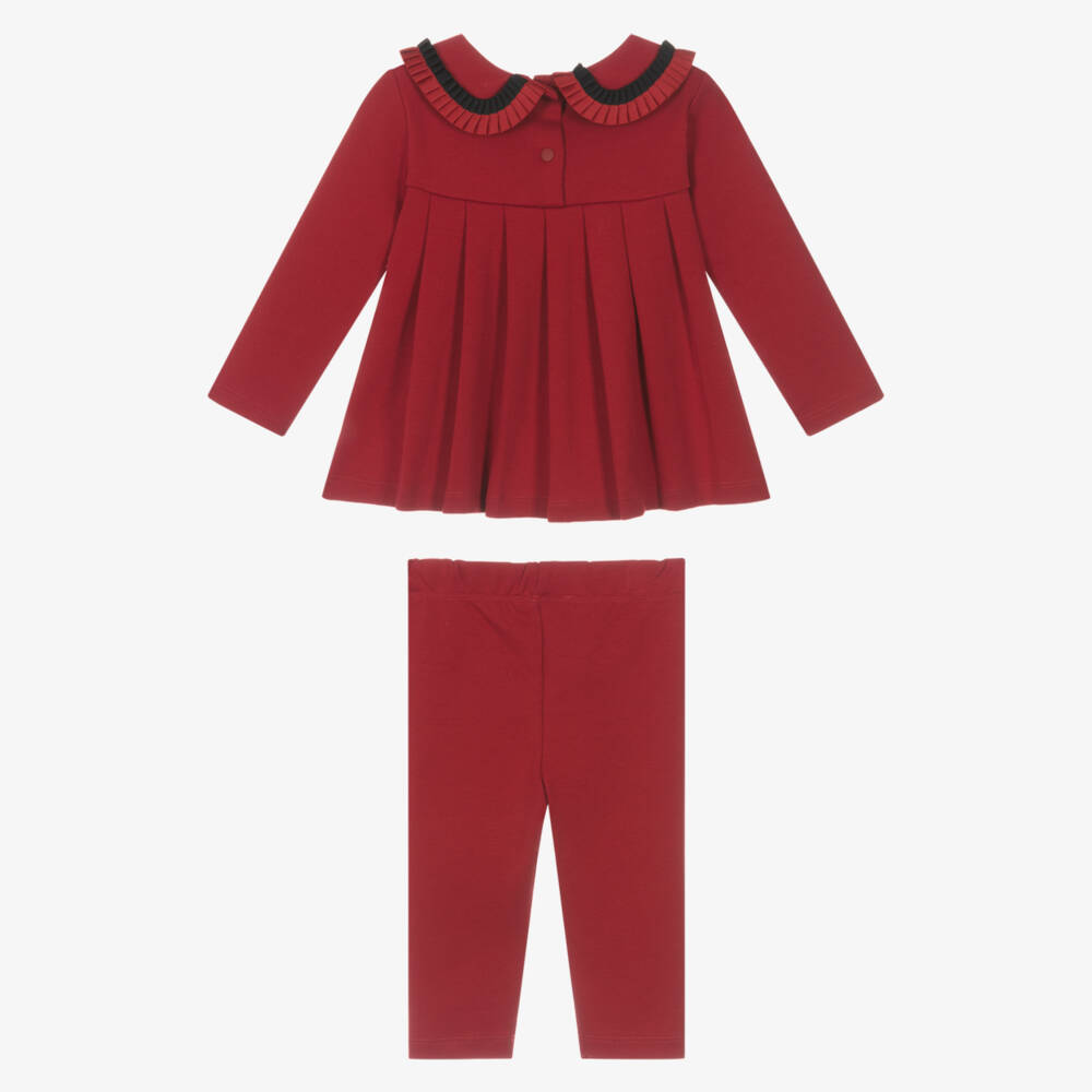 Patachou-Girls Red Cotton Bow Legging Set | Childrensalon Outlet