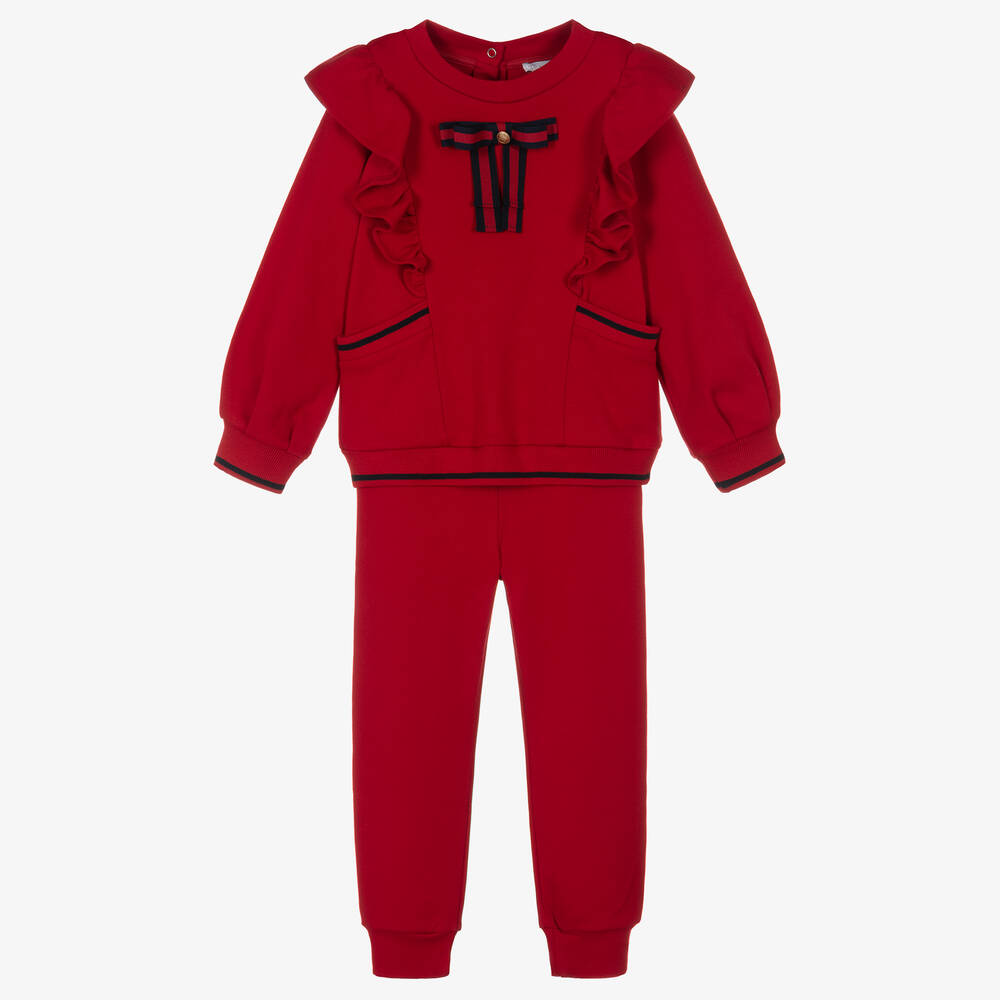 Patachou - بدلة رياضية قطن جيرسي لون أحمر للبنات | Childrensalon