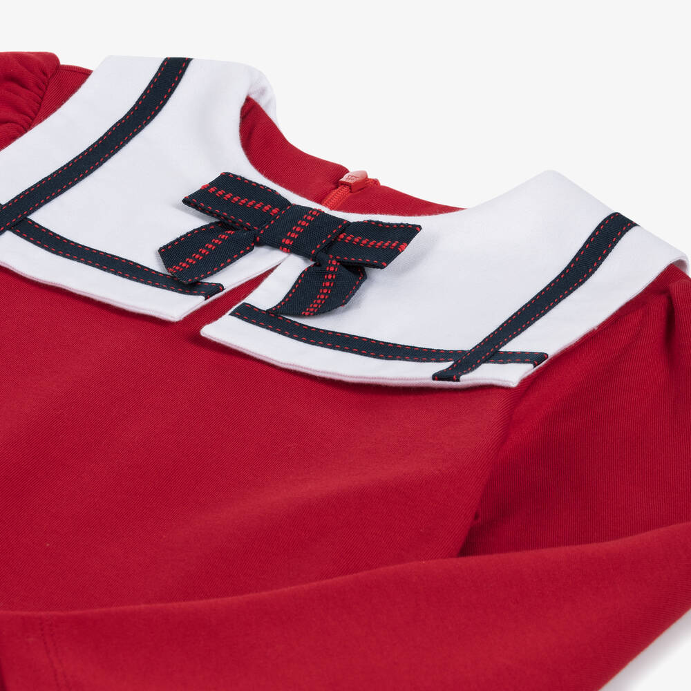 Patachou-Girls Red Cotton Jersey Dress | Childrensalon Outlet