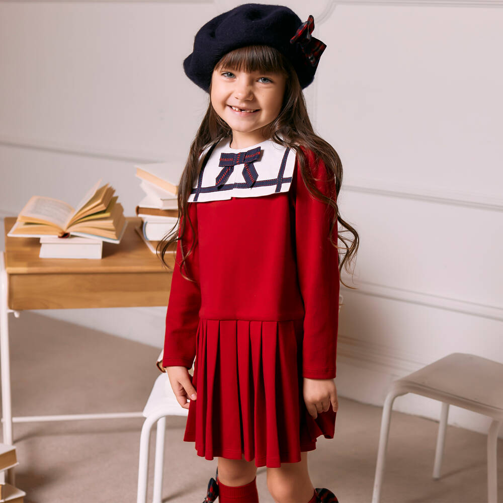Patachou-Girls Red Cotton Jersey Dress | Childrensalon Outlet