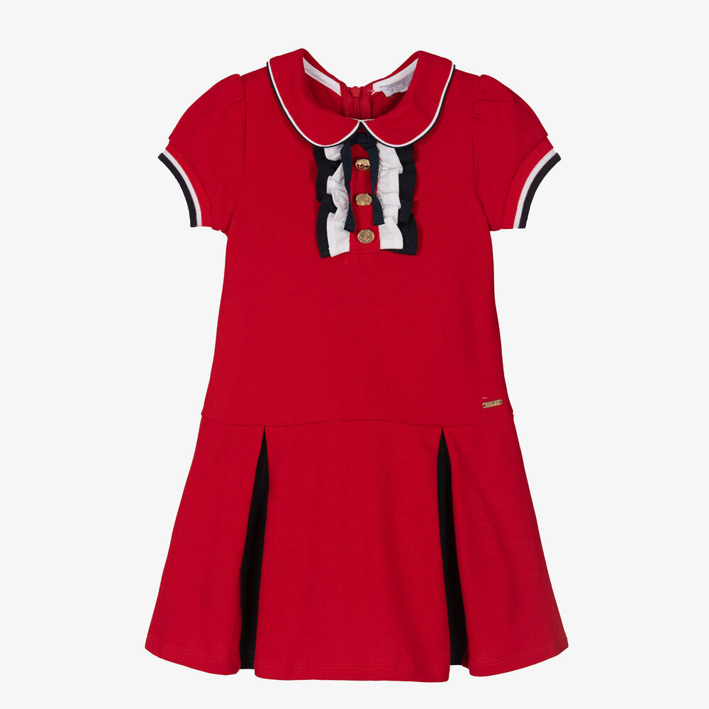 Patachou - Rotes Baumwollpiqué-Kleid | Childrensalon