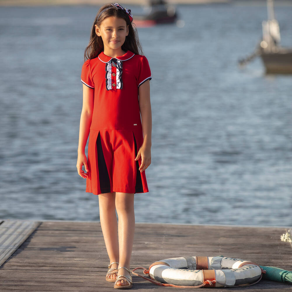 Girls red cotton hotsell dress