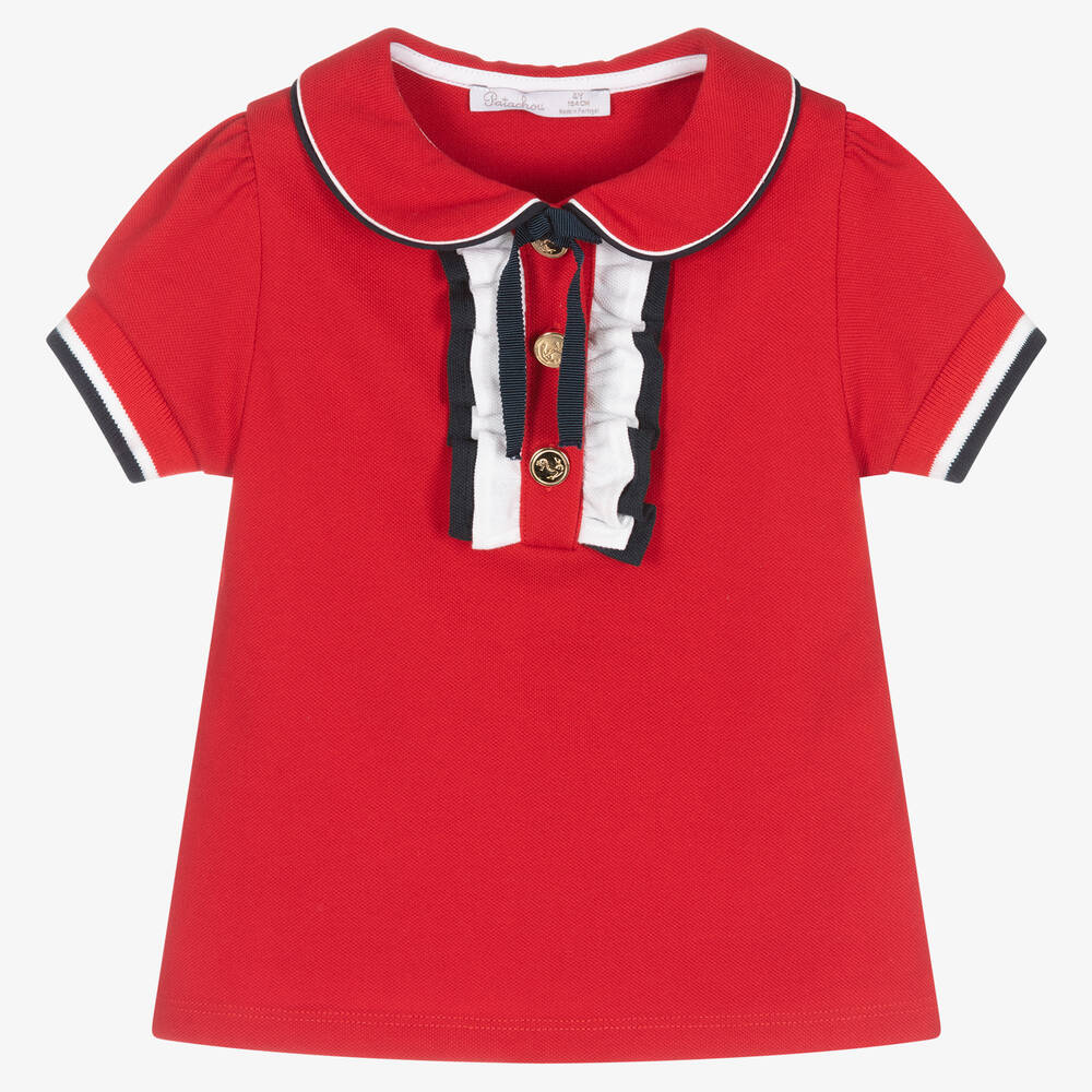Patachou - Polo rouge en piqué de coton fille | Childrensalon