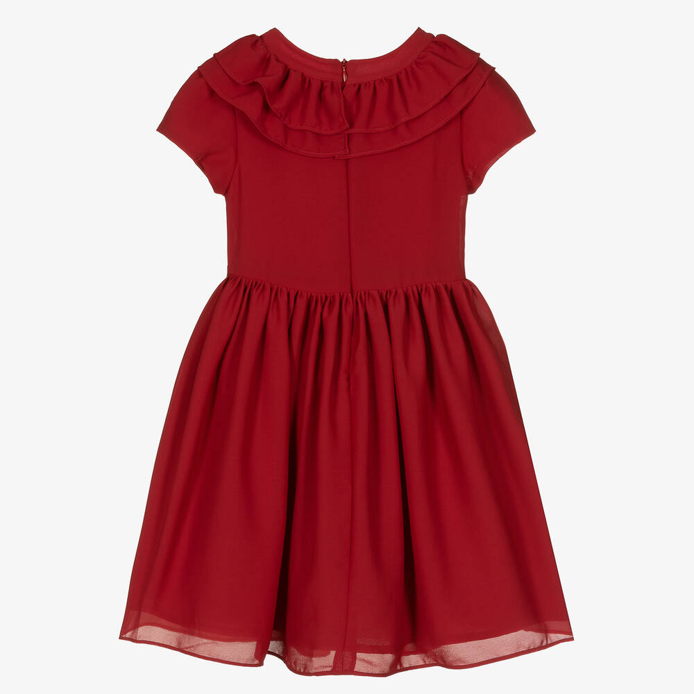 Patachou-Girls Red Crêpe Chiffon Dress | Childrensalon Outlet