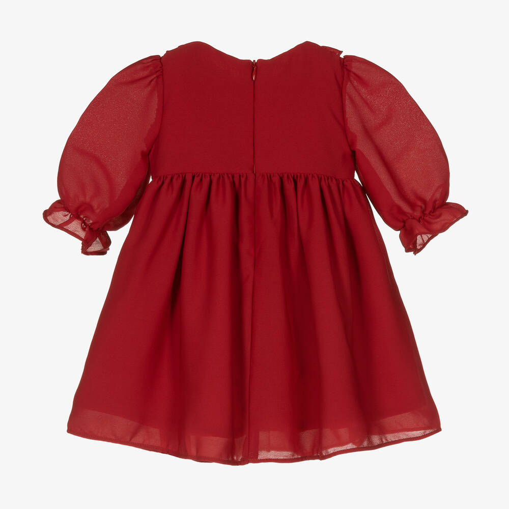 Patachou-Girls Red Crêpe Chiffon Dress | Childrensalon Outlet
