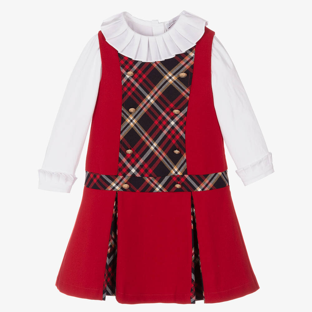 Patachou - طقم فستان لون أحمر وأبيض | Childrensalon