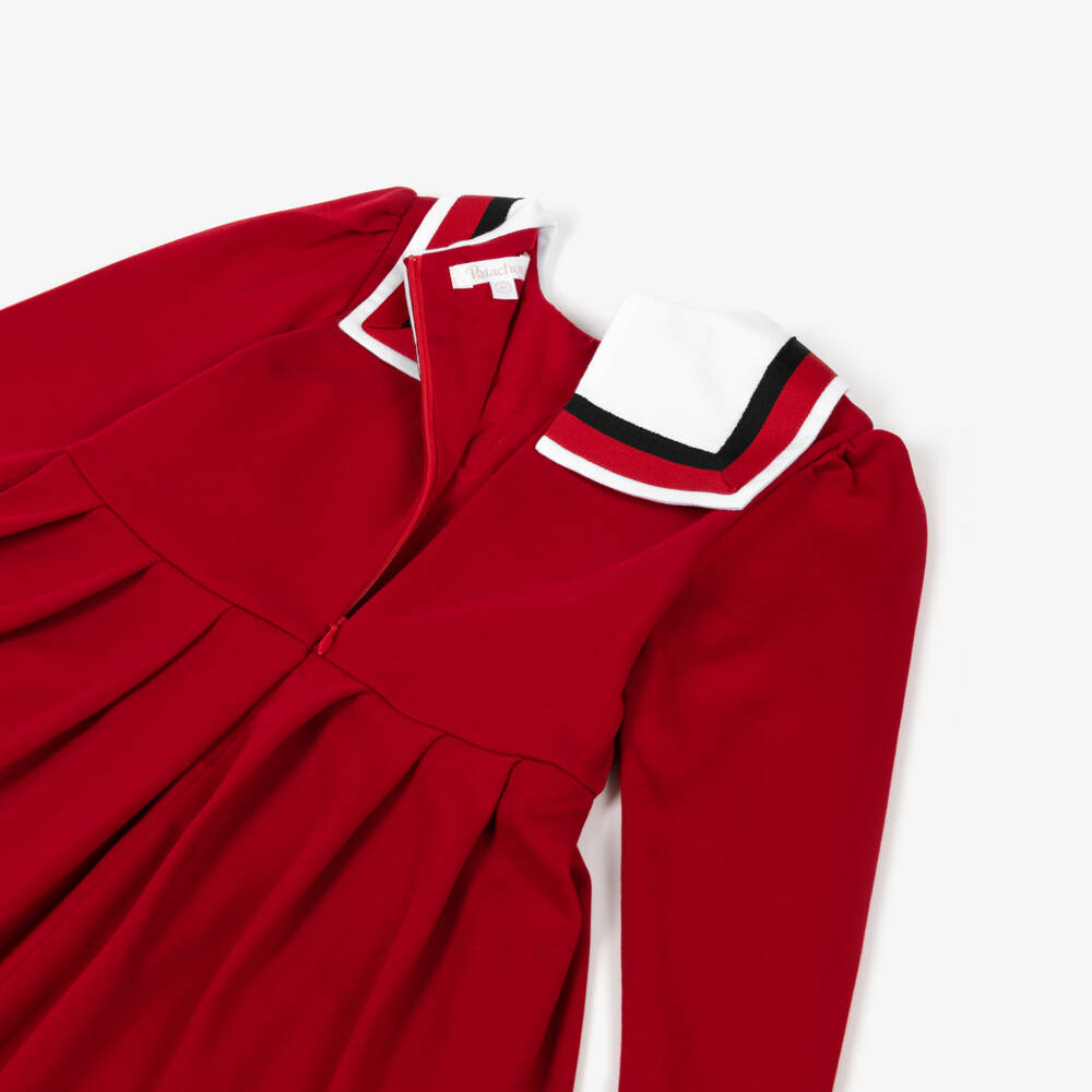 Patachou-Girls Red Dress with Bow Collar | Childrensalon Outlet