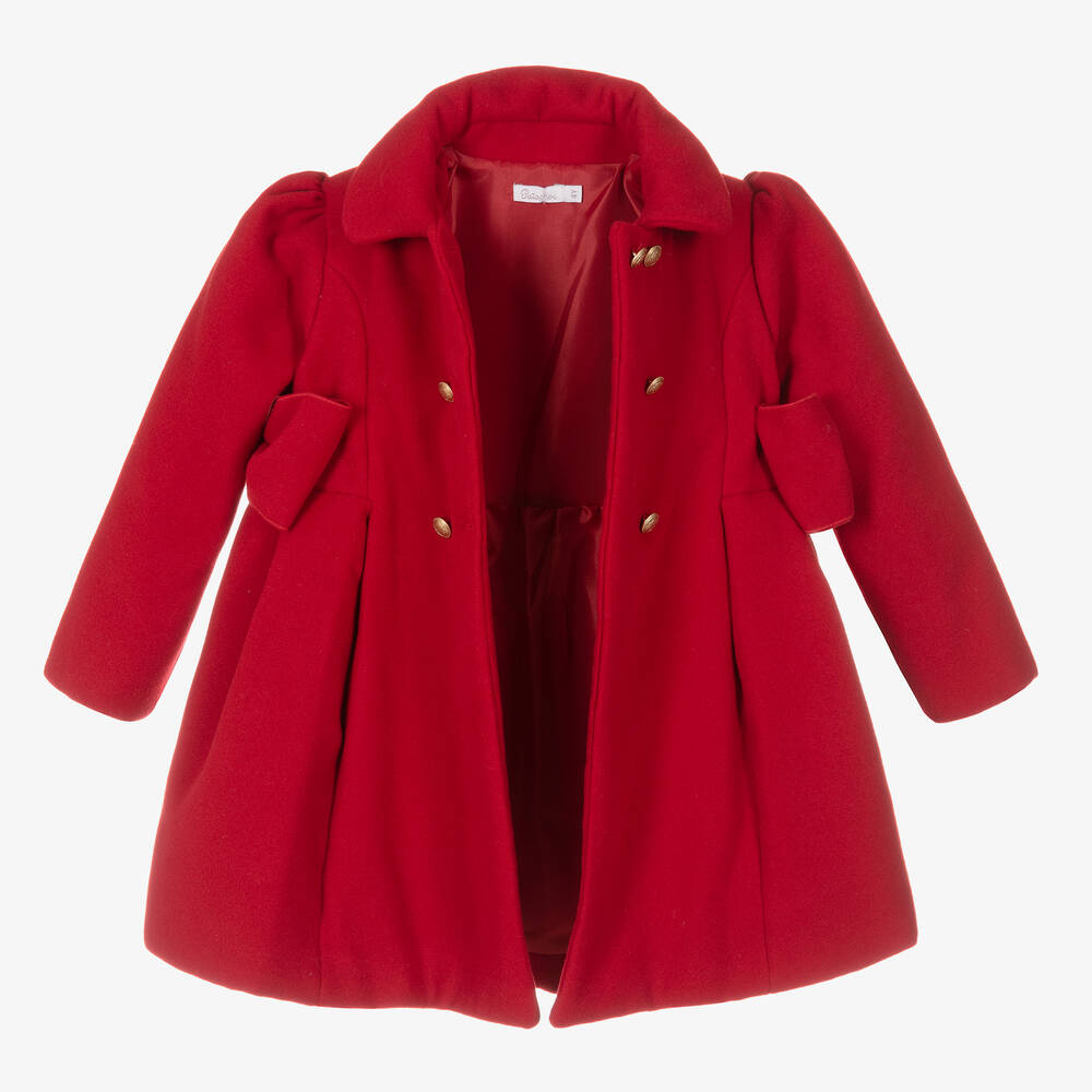 Patachou Girls Red Felted Coat Childrensalon Outlet