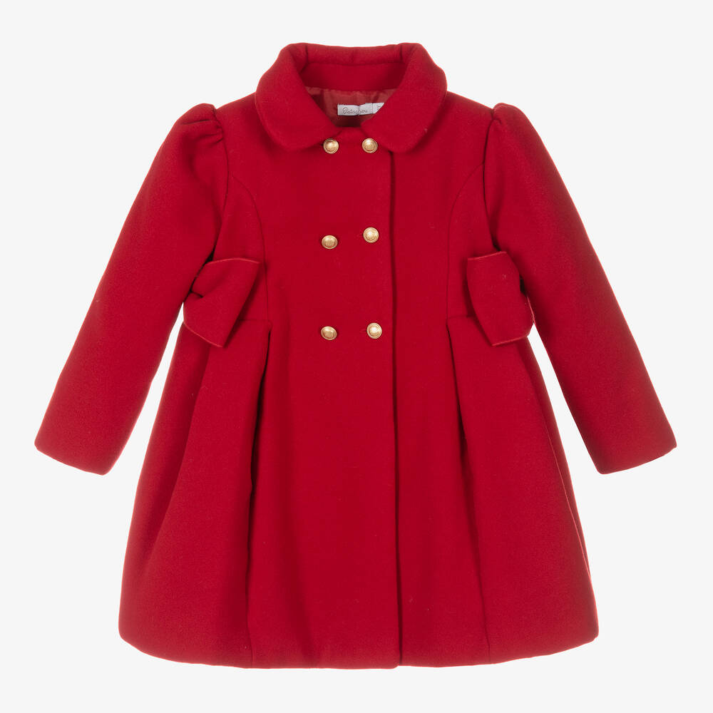 Patachou - Girls Red Felted Coat | Childrensalon