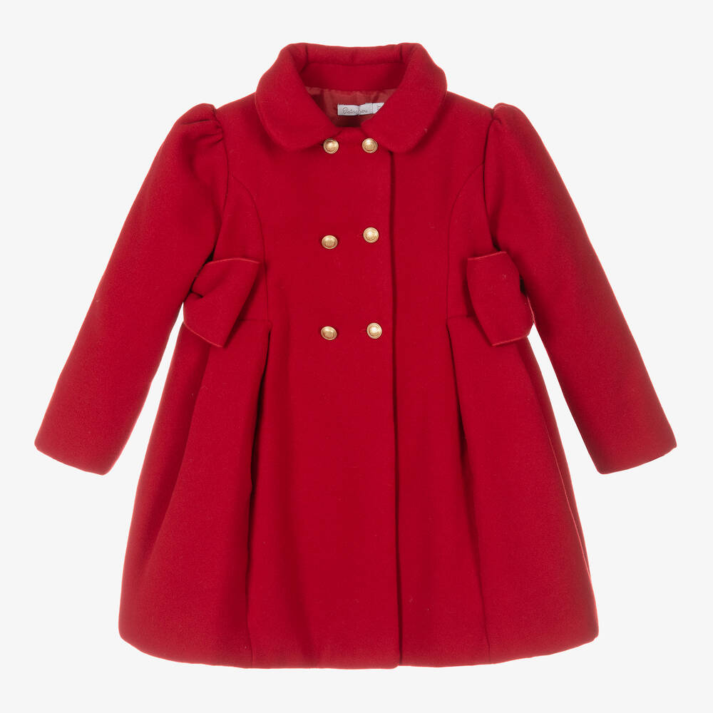 Patachou-Girls Red Felted Coat | Childrensalon Outlet