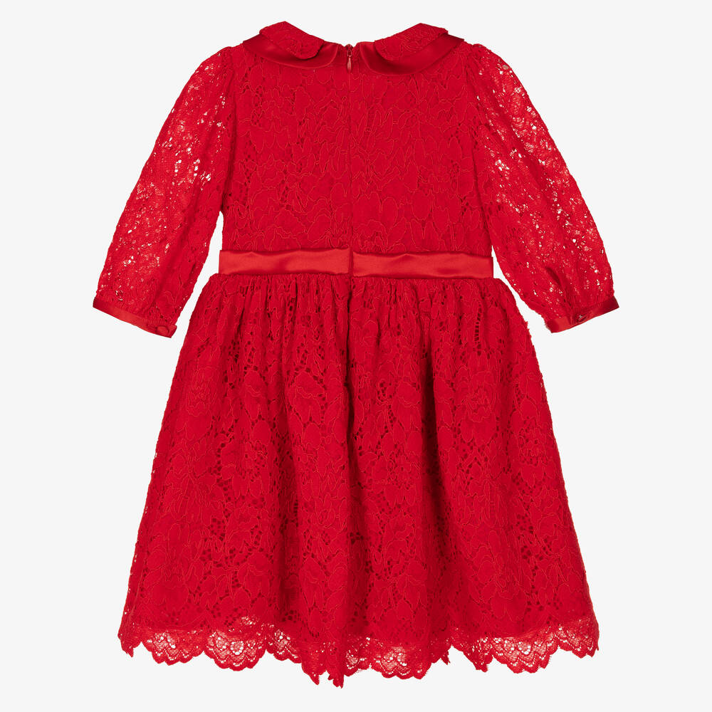 Patachou-Girls Red Floral Lace Dress | Childrensalon Outlet