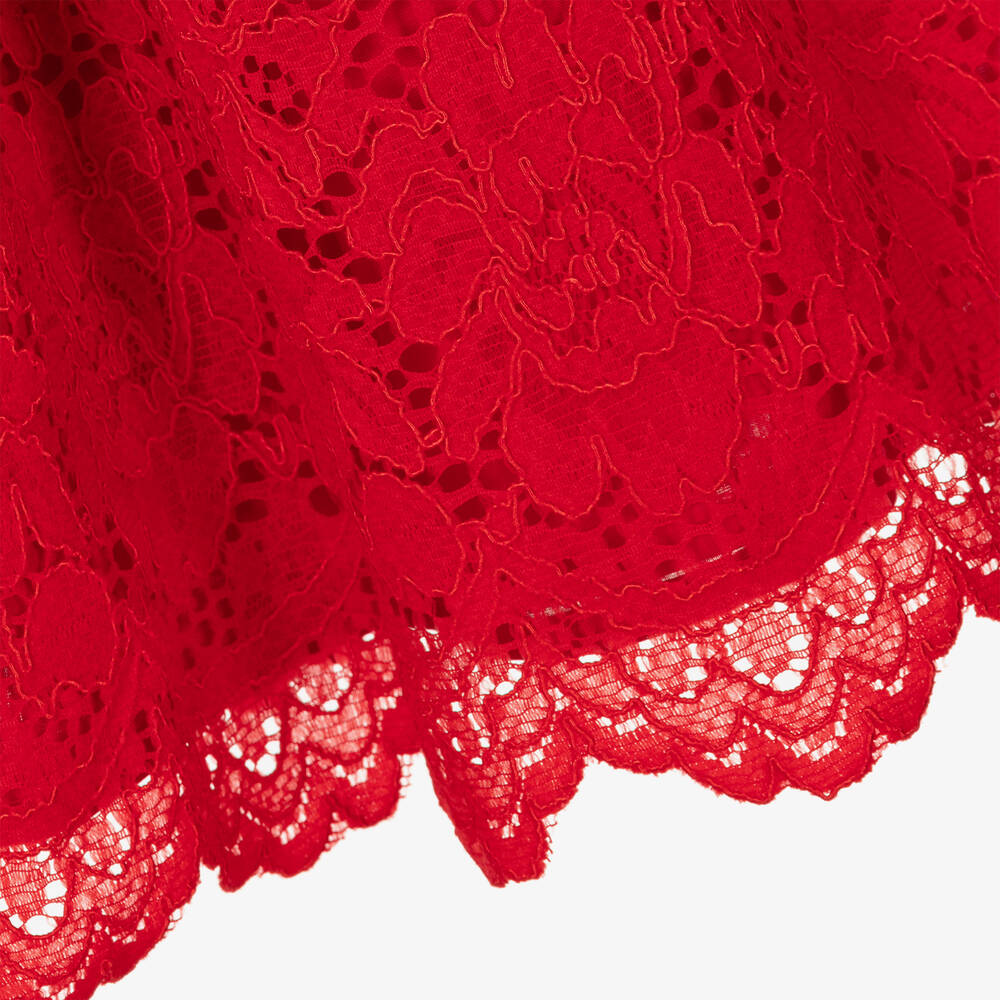 Patachou-Girls Red Floral Lace Dress | Childrensalon Outlet