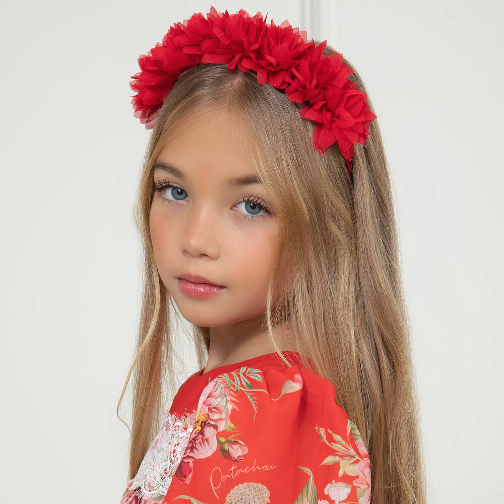 Red flower hot sale hair band