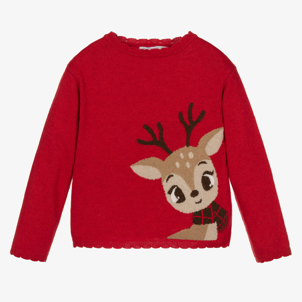 Patachou - Girls Red Knitted Sweater | Childrensalon