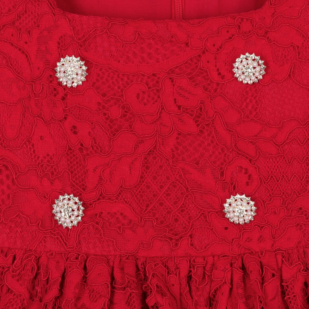 Patachou-Girls Red Lace Dress | Childrensalon Outlet