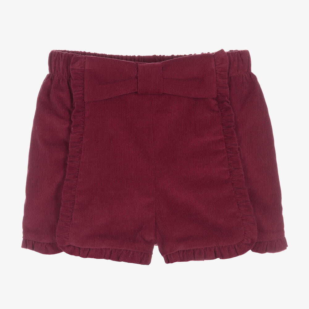 Patachou - Girls Red Needlecord Shorts | Childrensalon